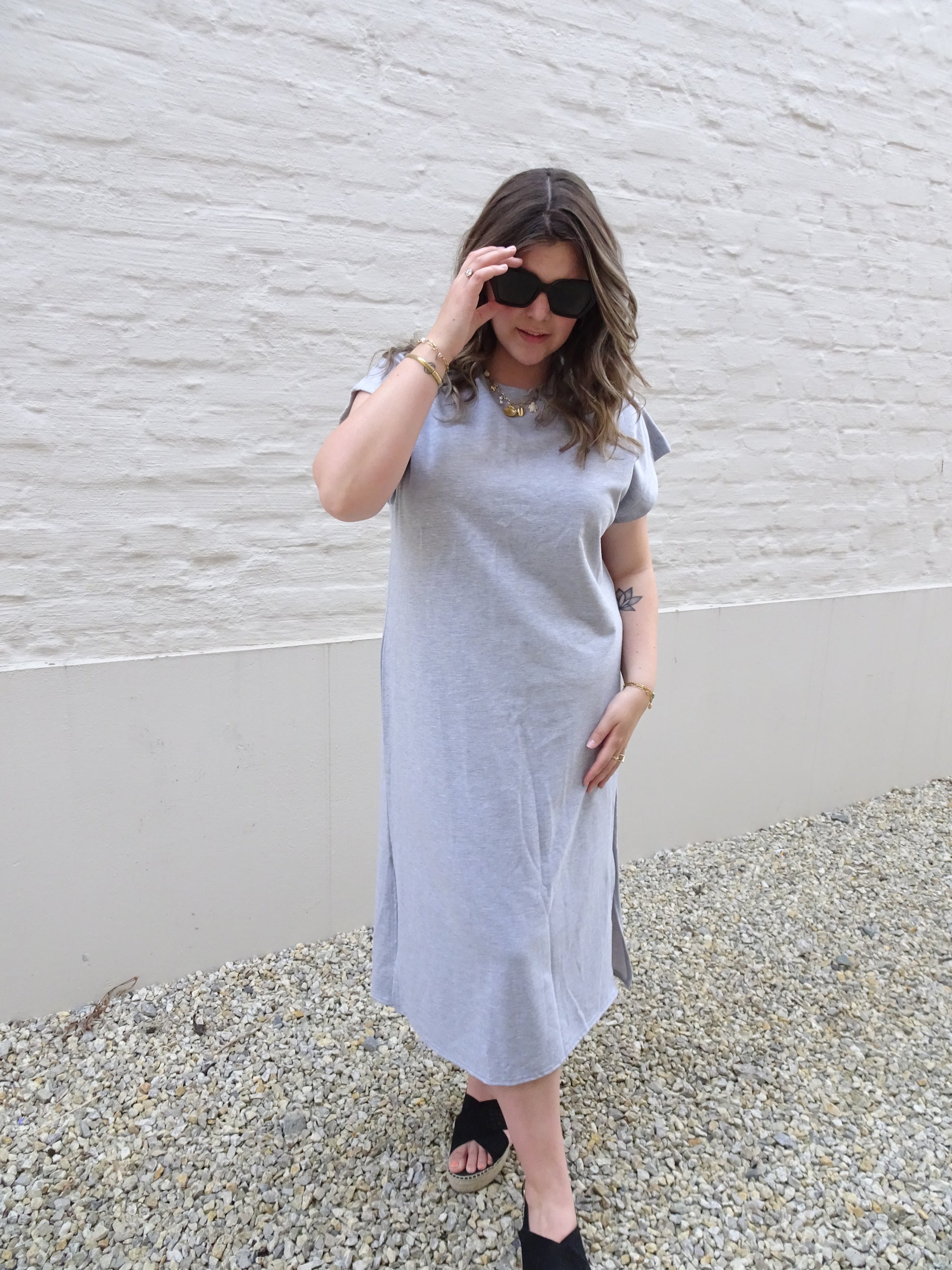BASIC SHIRT DRESS - GREY