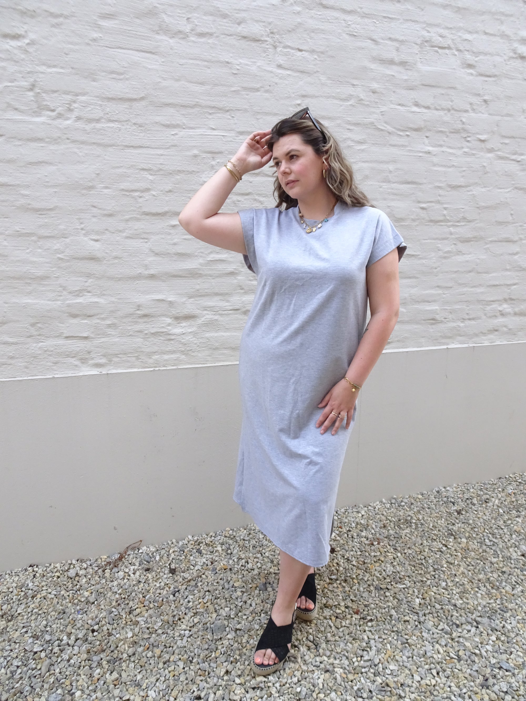 BASIC SHIRT DRESS - GREY