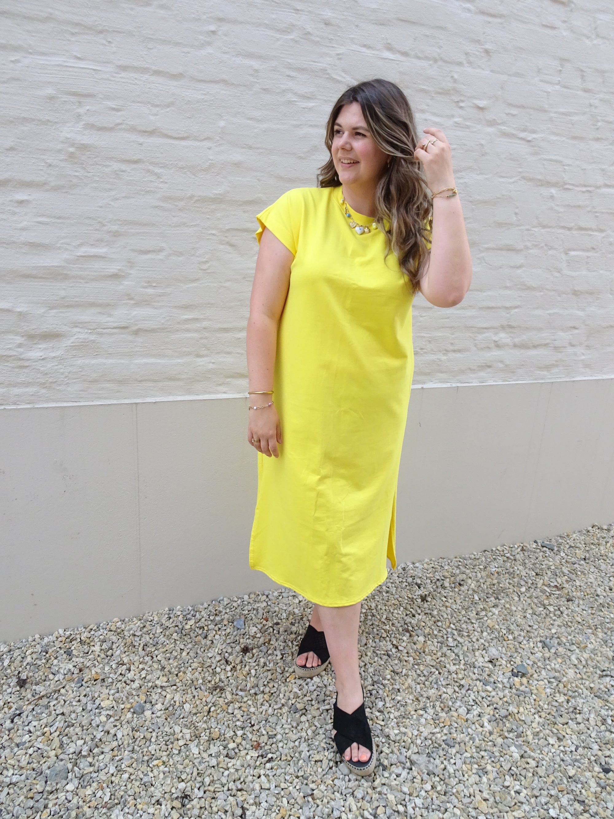 BASIC SHIRT DRESS - YELLOW