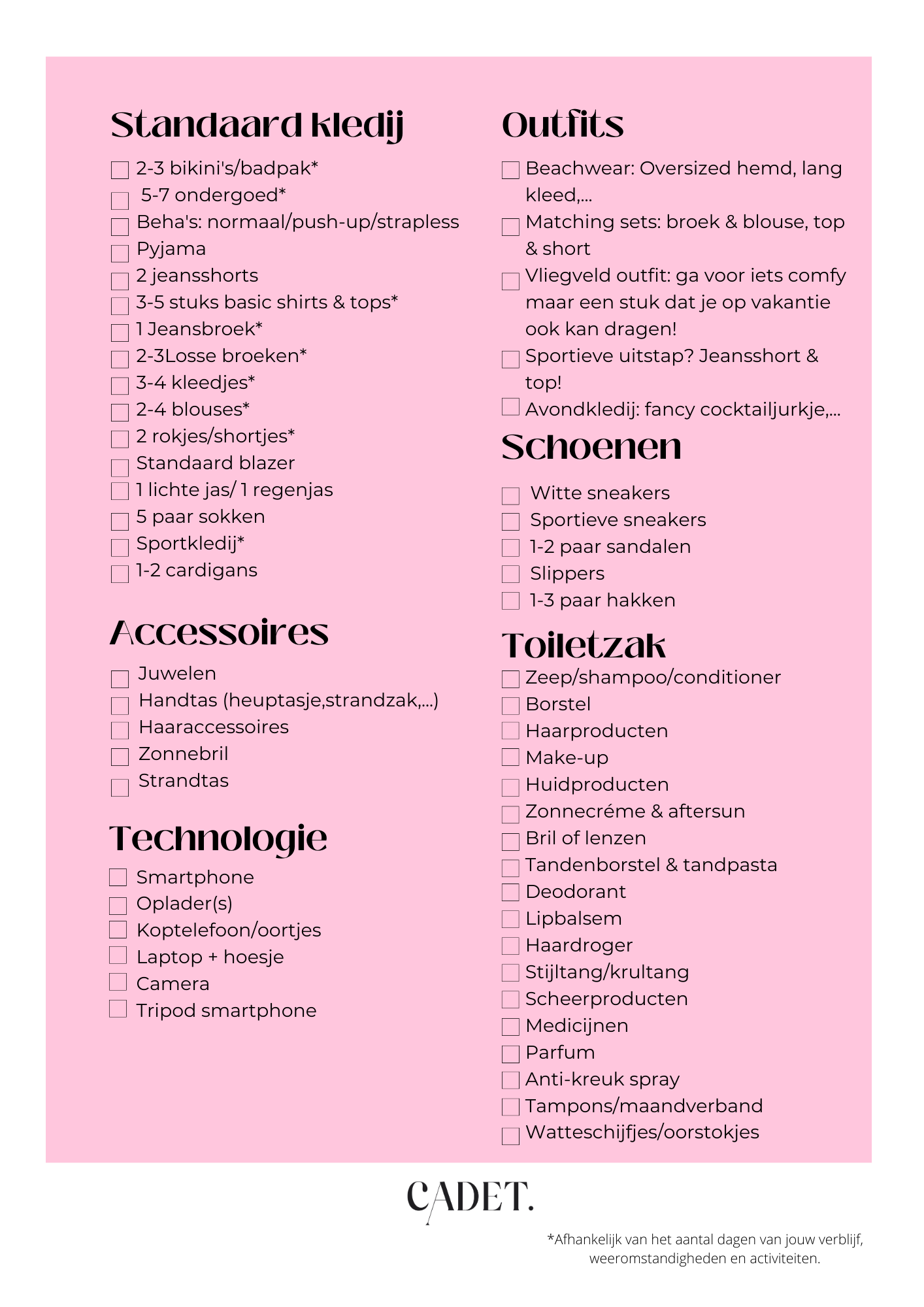 VACAY READY - CHECKLIST