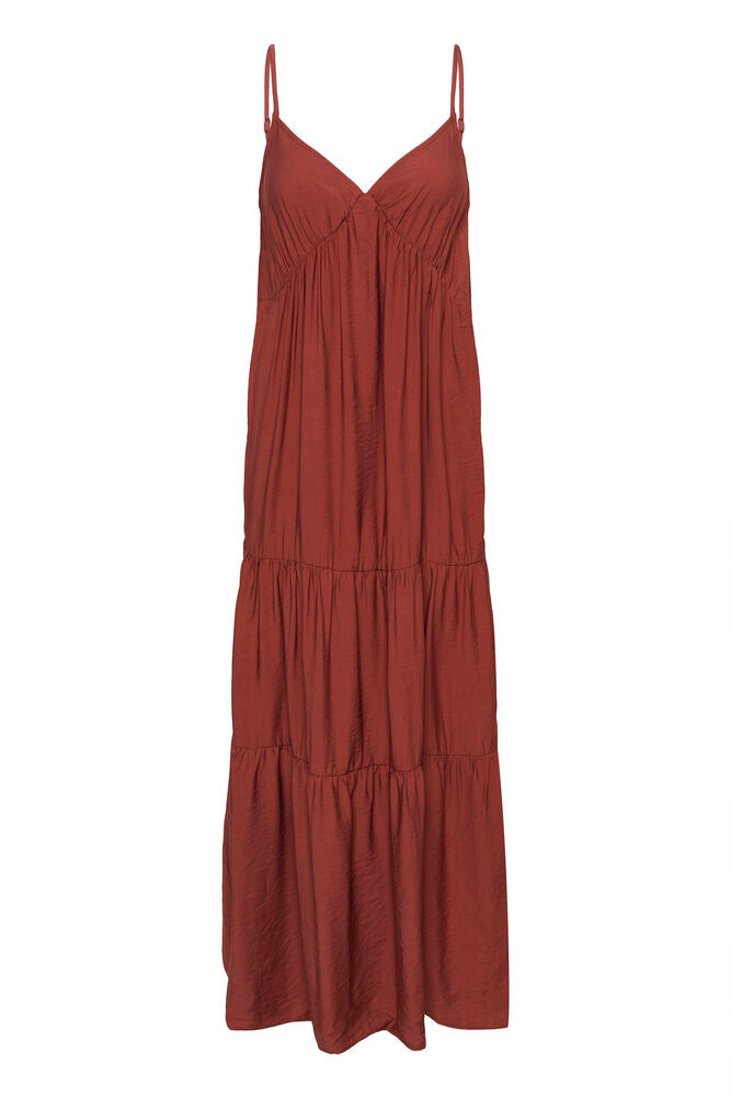 EMILY STRAP DRESS - HENNA BROWN