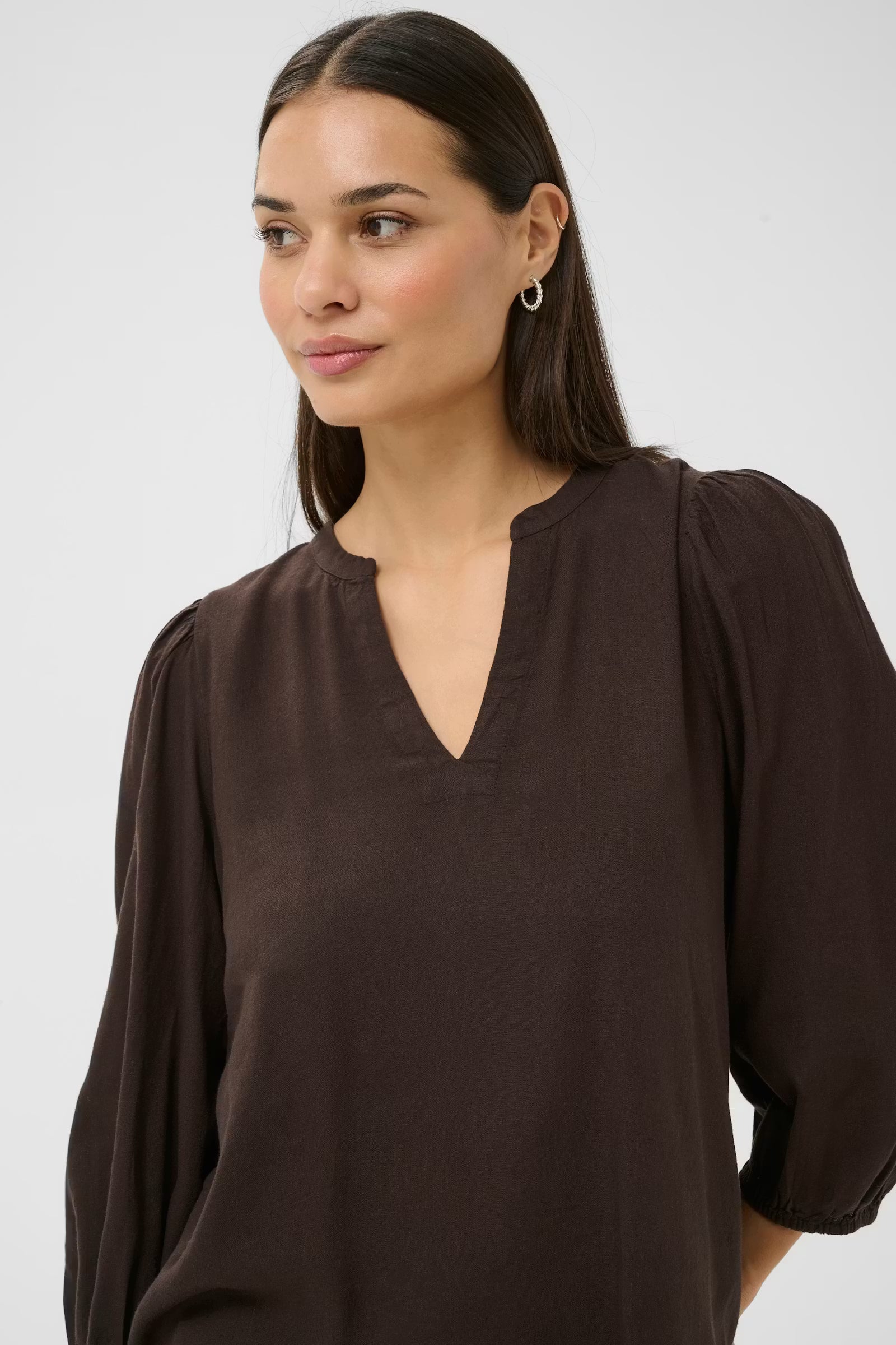 MILIA LINNEN BLOUSE - BROWN