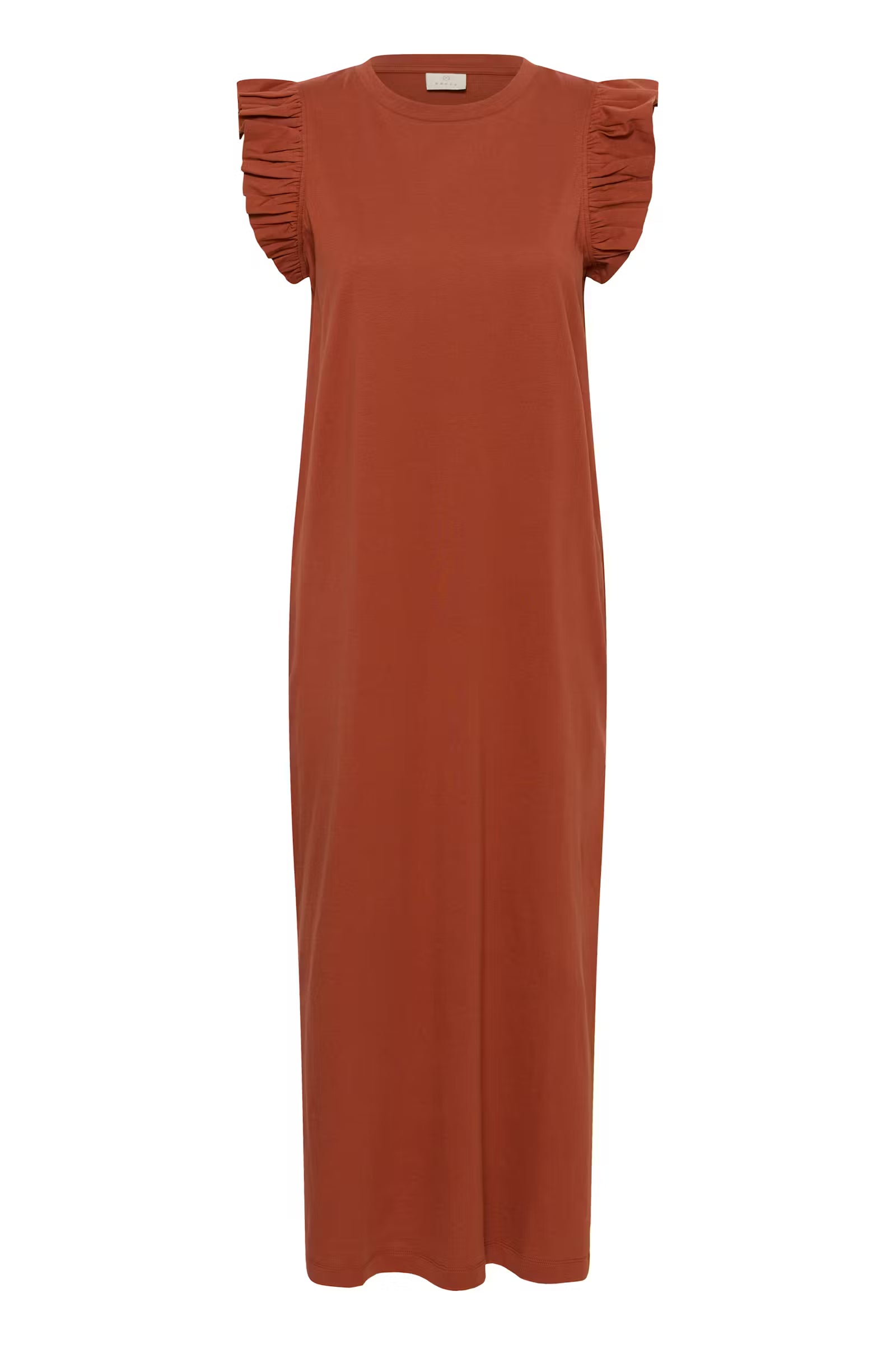 CELINA FLOUNCE DRESS - HENNA BROWN