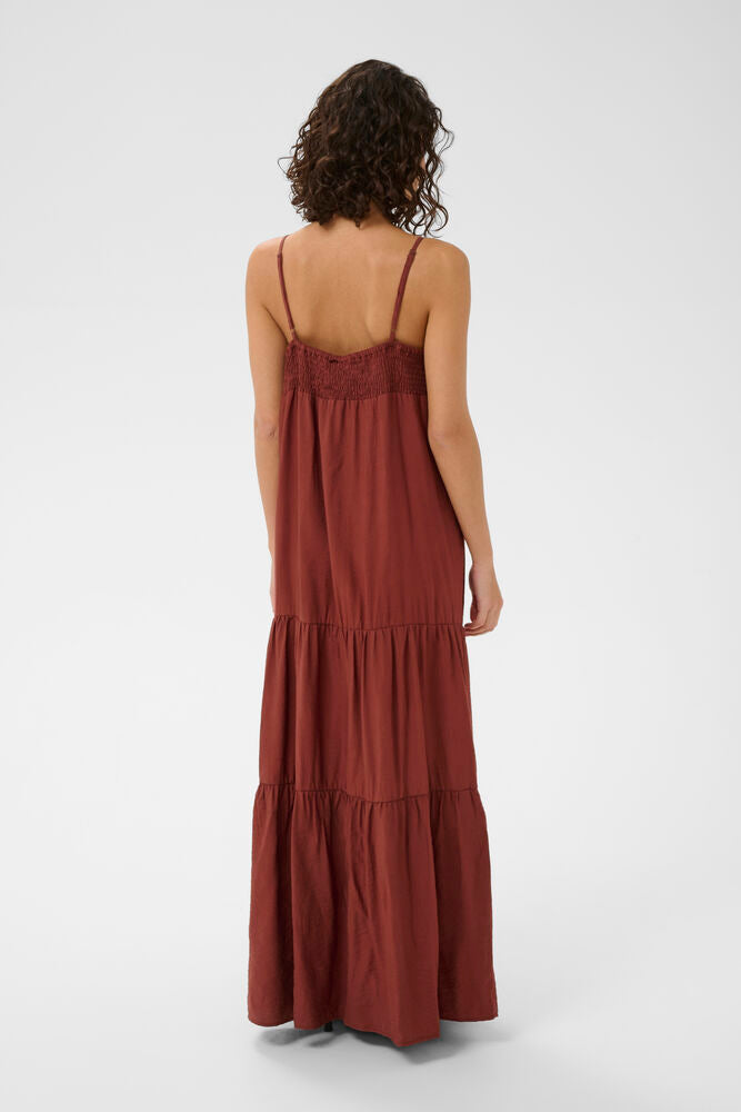 EMILY STRAP DRESS - HENNA BROWN