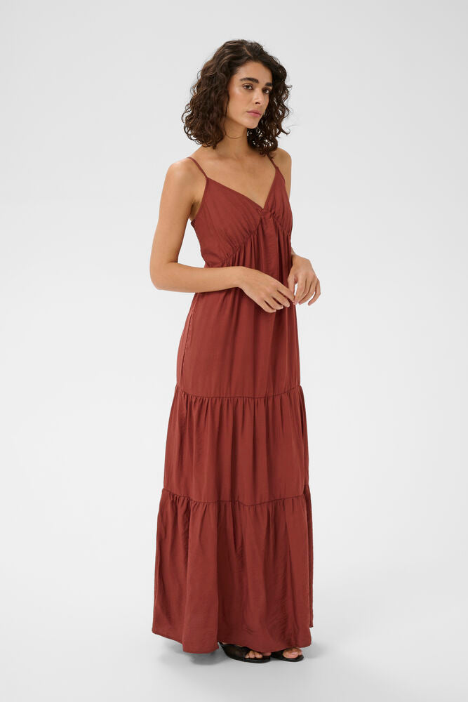 EMILY STRAP DRESS - HENNA BROWN