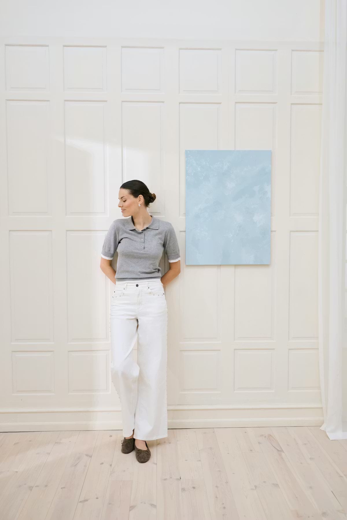 LIZZA GREY POLO KNIT
