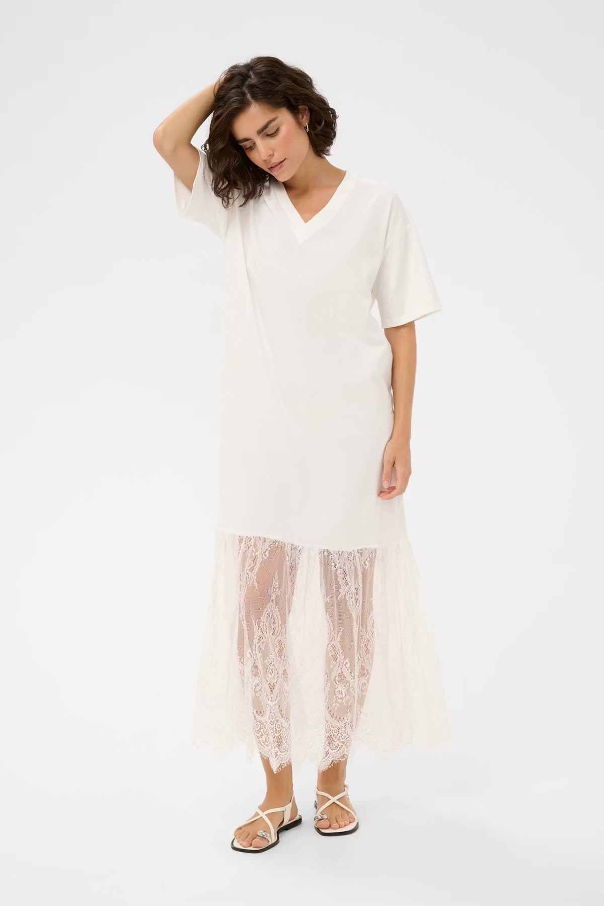 ANDREA TEE DRESS - WHITE LACE