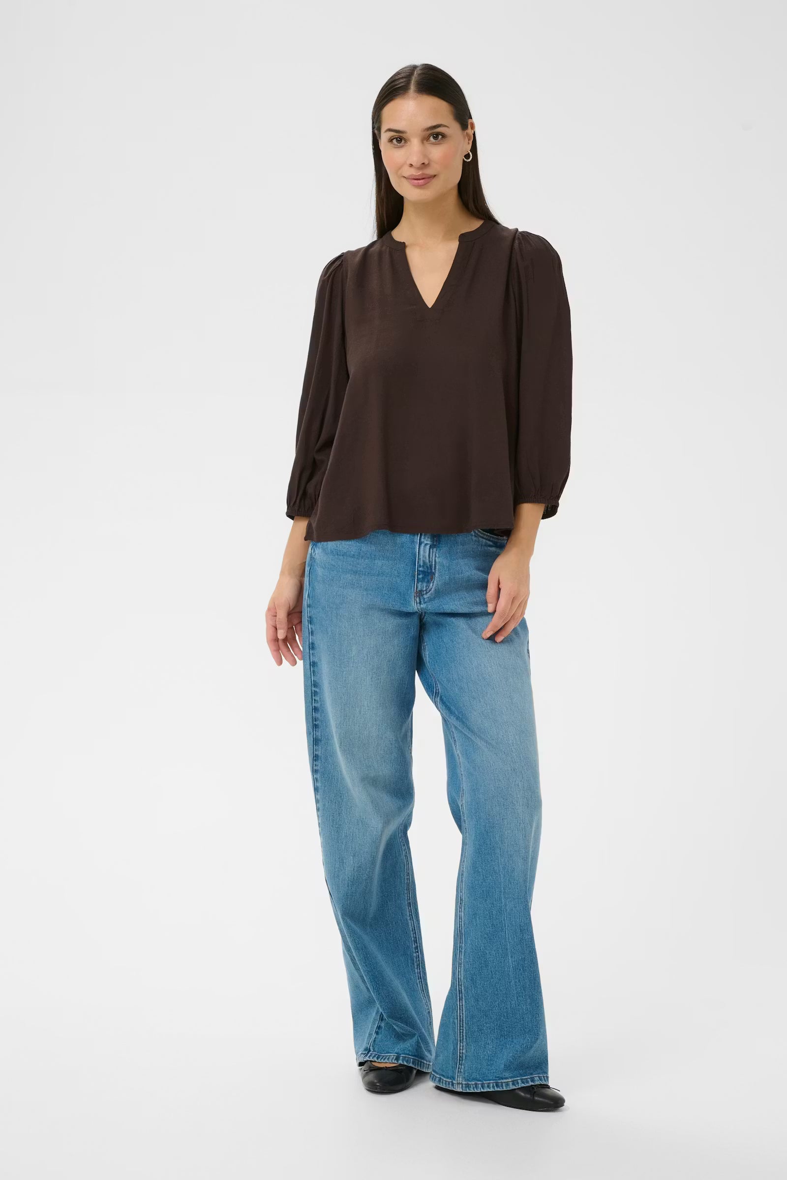 MILIA LINNEN BLOUSE - BROWN
