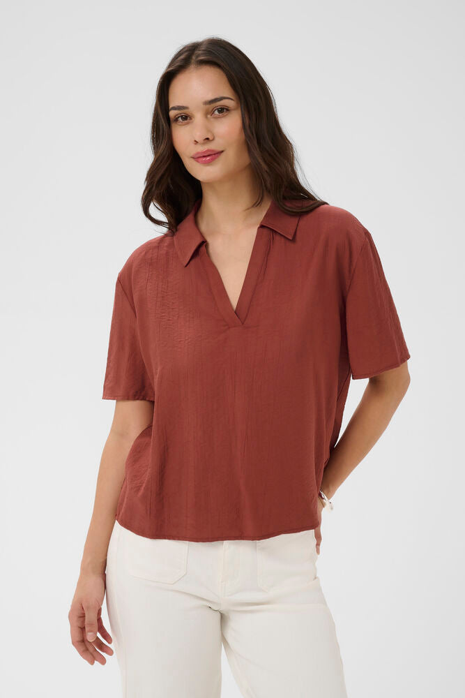 EMILY BLOUSE - HENNA BROWN