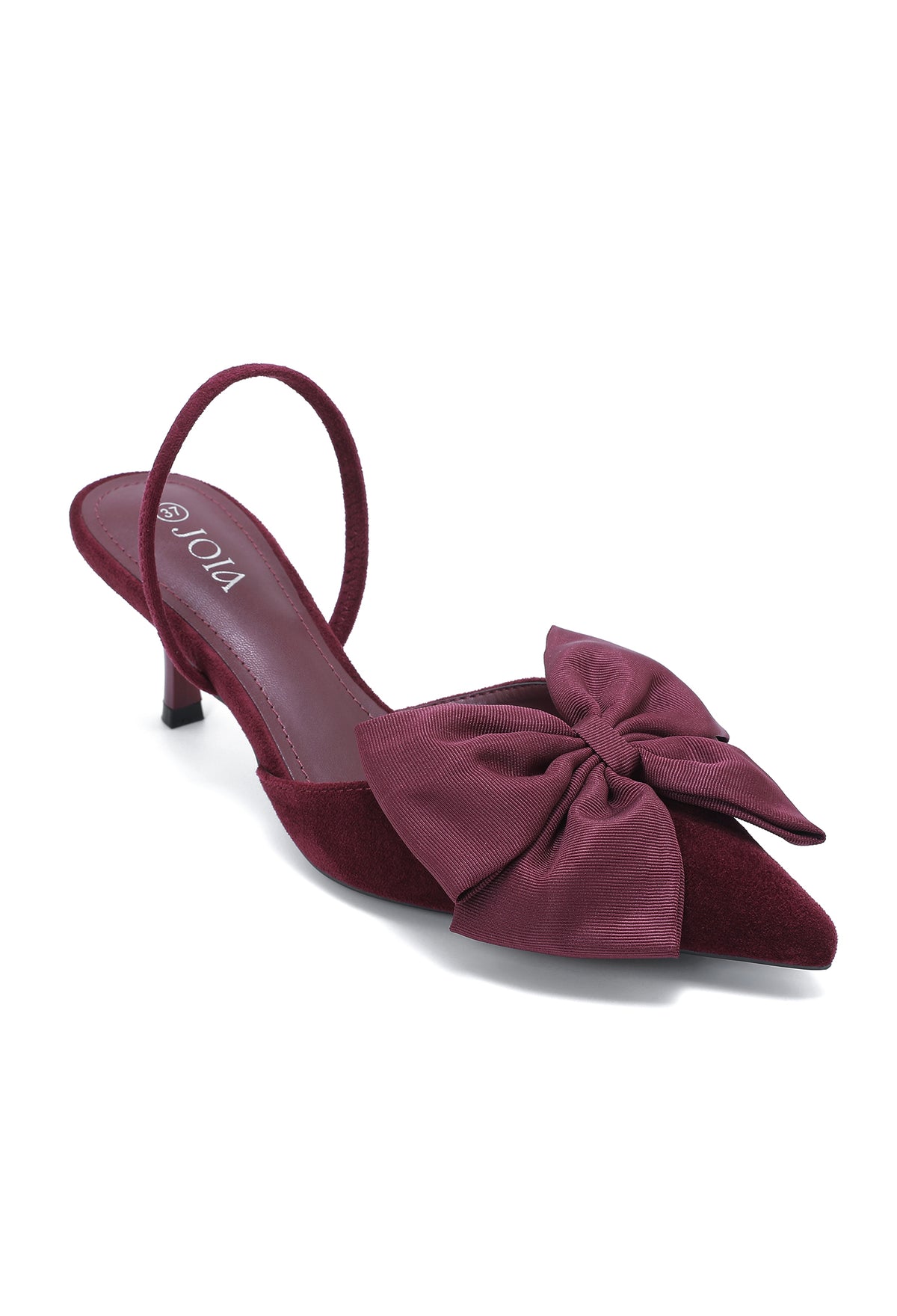 BOW KITTEN HEELS - BURGUNDY