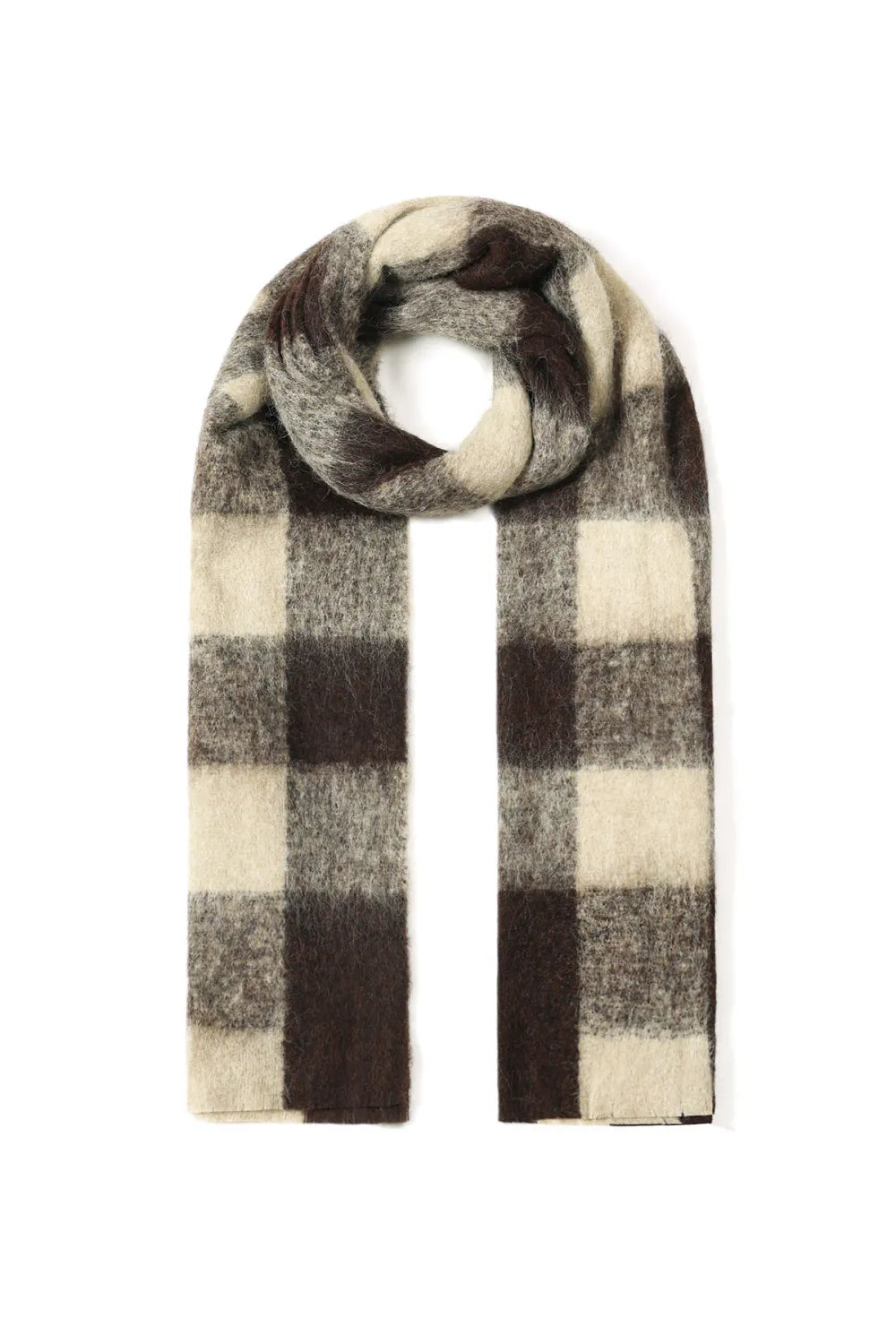 WINTER PLAID SCARF - DARK BROWN