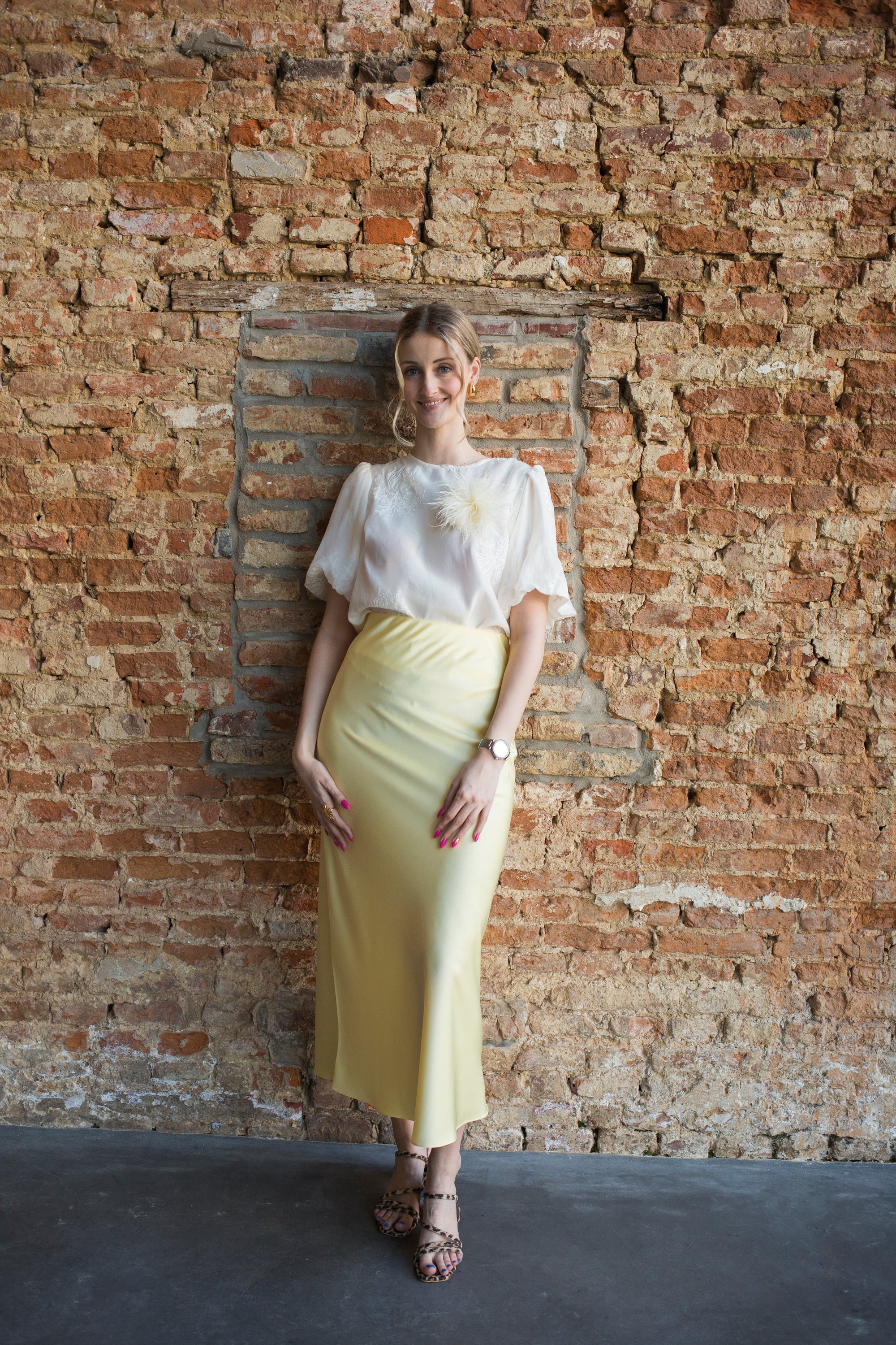LIVIA SATIN SKIRT - YELLOW