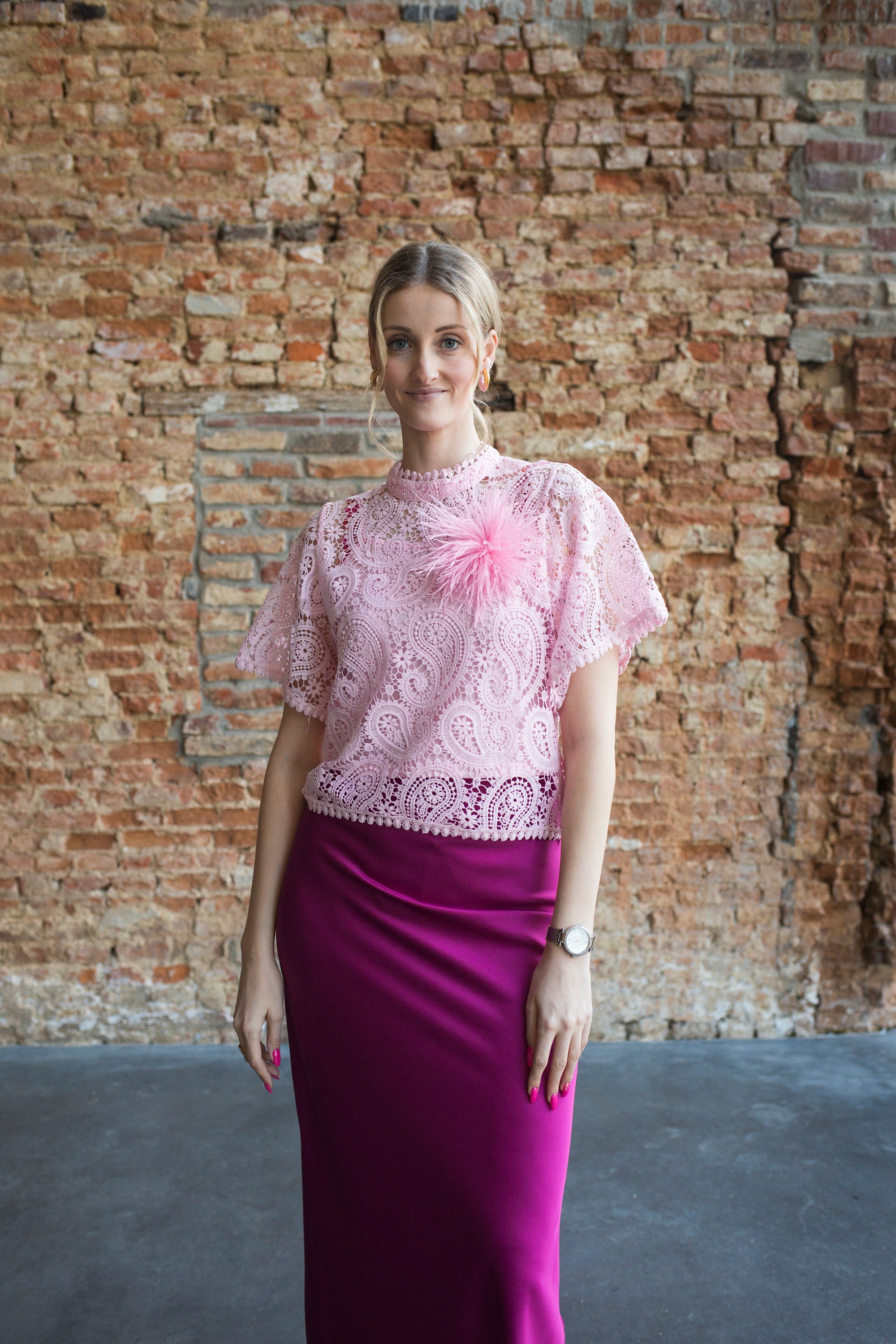 JESS LACE BLOUSE - PINK