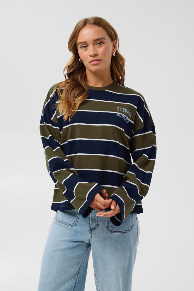 ELONA STRIPE SHIRT - KAKI